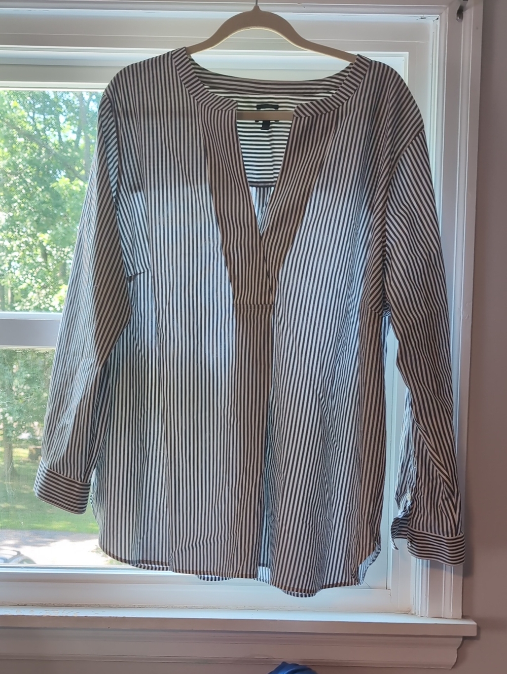 Talbots Striped Long-Sleeve V-Neck Blouse